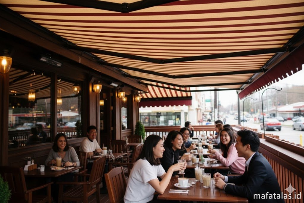 awning gulung kafe