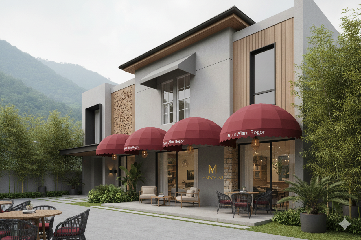 canopy kain restoran dapur alam